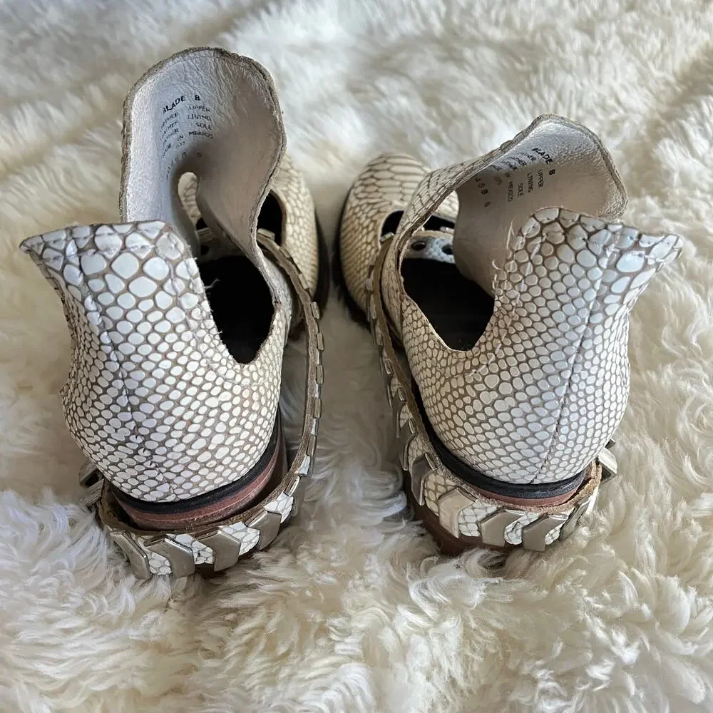 Freebird By Steven Blade White Snake Embossed leather booties